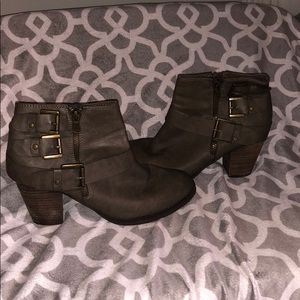 Taupe buckle booties